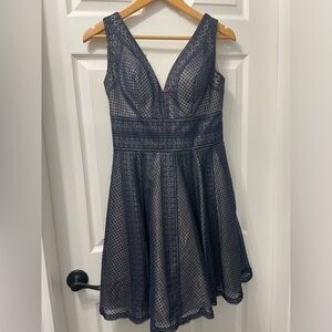 Dave & Johnny Dress Sz 5-6 Navy Blue Fairycore Flowy Formal Cocktail A-Line Prom